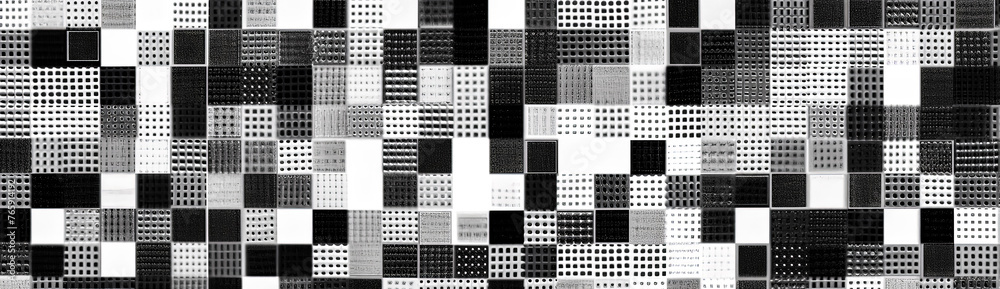 Fototapeta premium A black and white image of a checkered pattern. The image is blurry and has a sense of movement