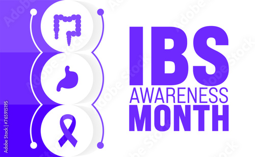 April is World Irritable Bowel Syndrome Day or IBS day background template. Holiday concept. use to background, banner, placard, card, and poster design template with text inscription