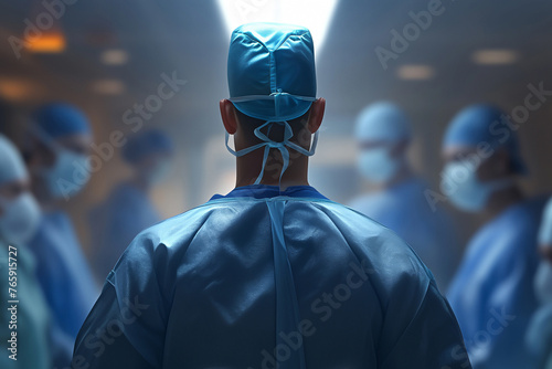 Surgeons Team Operating in the Hospital. portrait of a doctor, nurse, profile and front view from the back while working with clients and patients, medicine and specialists save lives © Dm