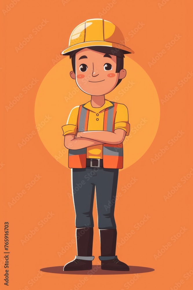 Confident Construction Worker with Safety Helmet Confident Construction Worker with Safety Helmet