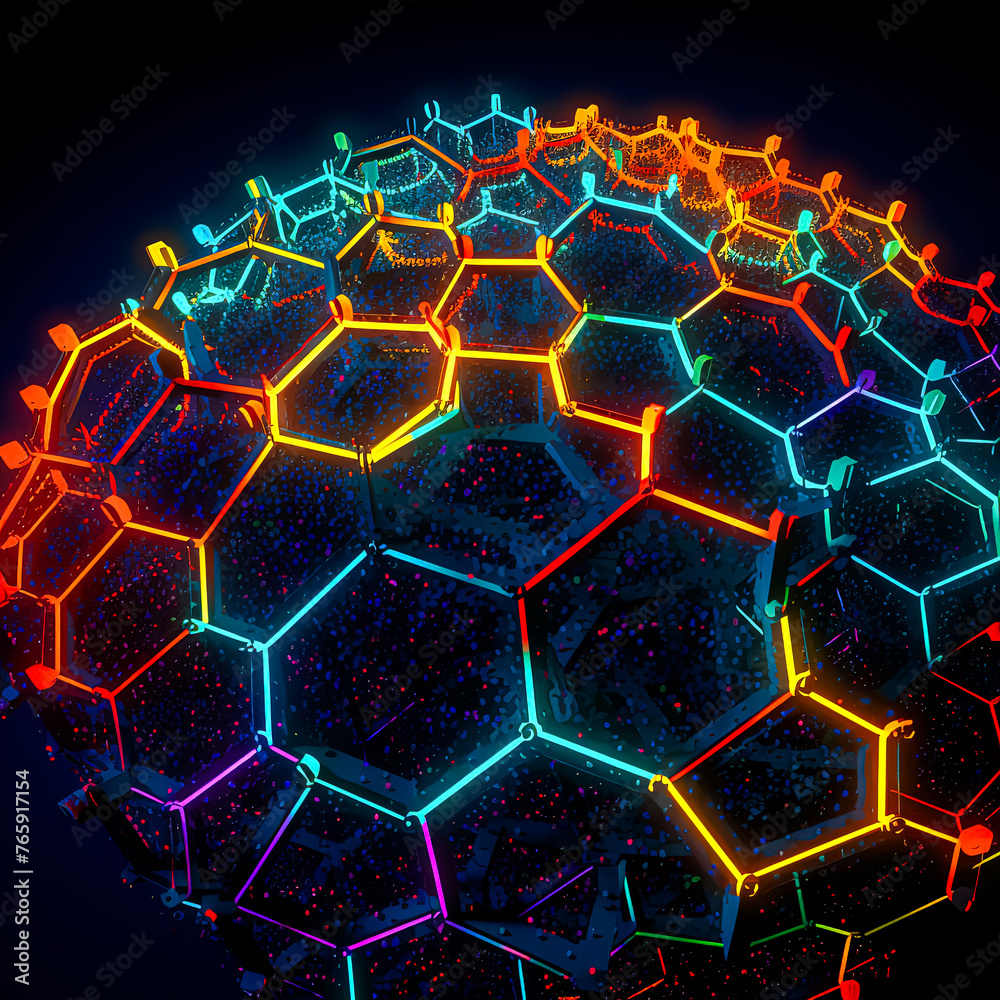 A colorful cube structure with a blue background. The cubes are arranged in a way that creates a sense of depth and movement. Scene is energetic and dynamic A colorful cube structure with a blue background. The cubes are arranged in a way that creates a sense of depth and movement. Scene is energetic and dynamic