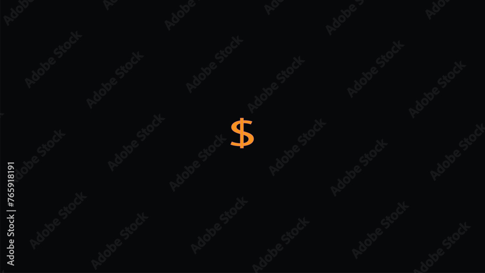 Dollar Symbol, Gold Concept,dollar sign made of particles on black screen background,