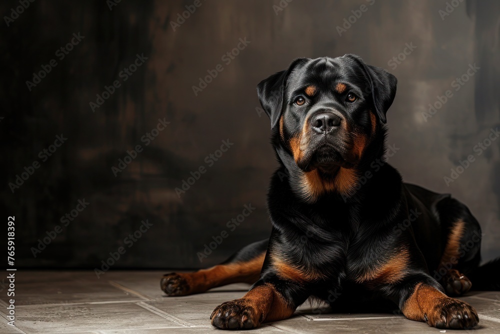Fototapeta premium An elegant Rottweiler striking a pose,