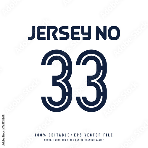 Jersey number, basketball team name, printable text effect, editable vector 33 jersey number 
