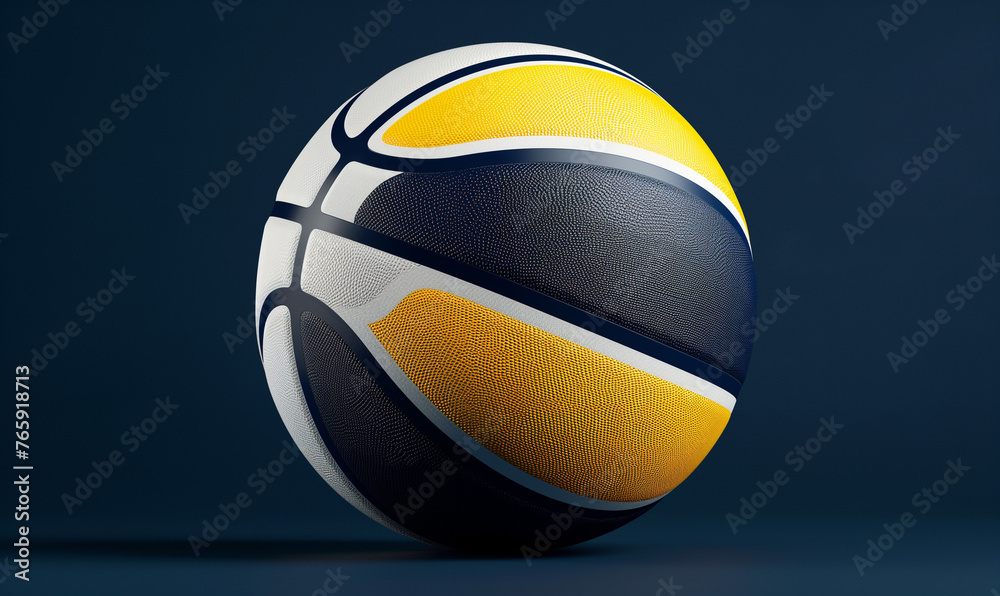 Stylish Tricolor Volleyball on Dark Background - Modern Sports Equipment Concept