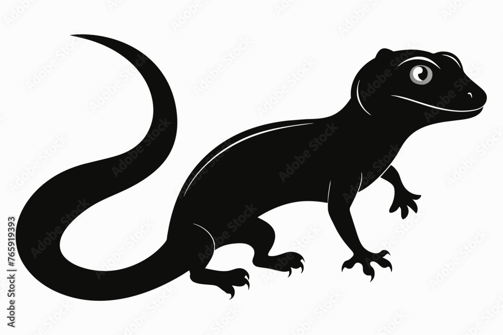 Fattail Gecko, full body ,  high deta silhouette vector illustration 