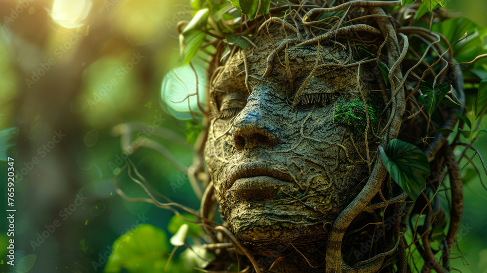 Portrait of Mother Earth with tree roots and plants․International Mother Earth Day. Environment and conservation concept. Portrait of Mother Earth with tree roots and plants․International Mother Earth Day. Environment and conservation concept.