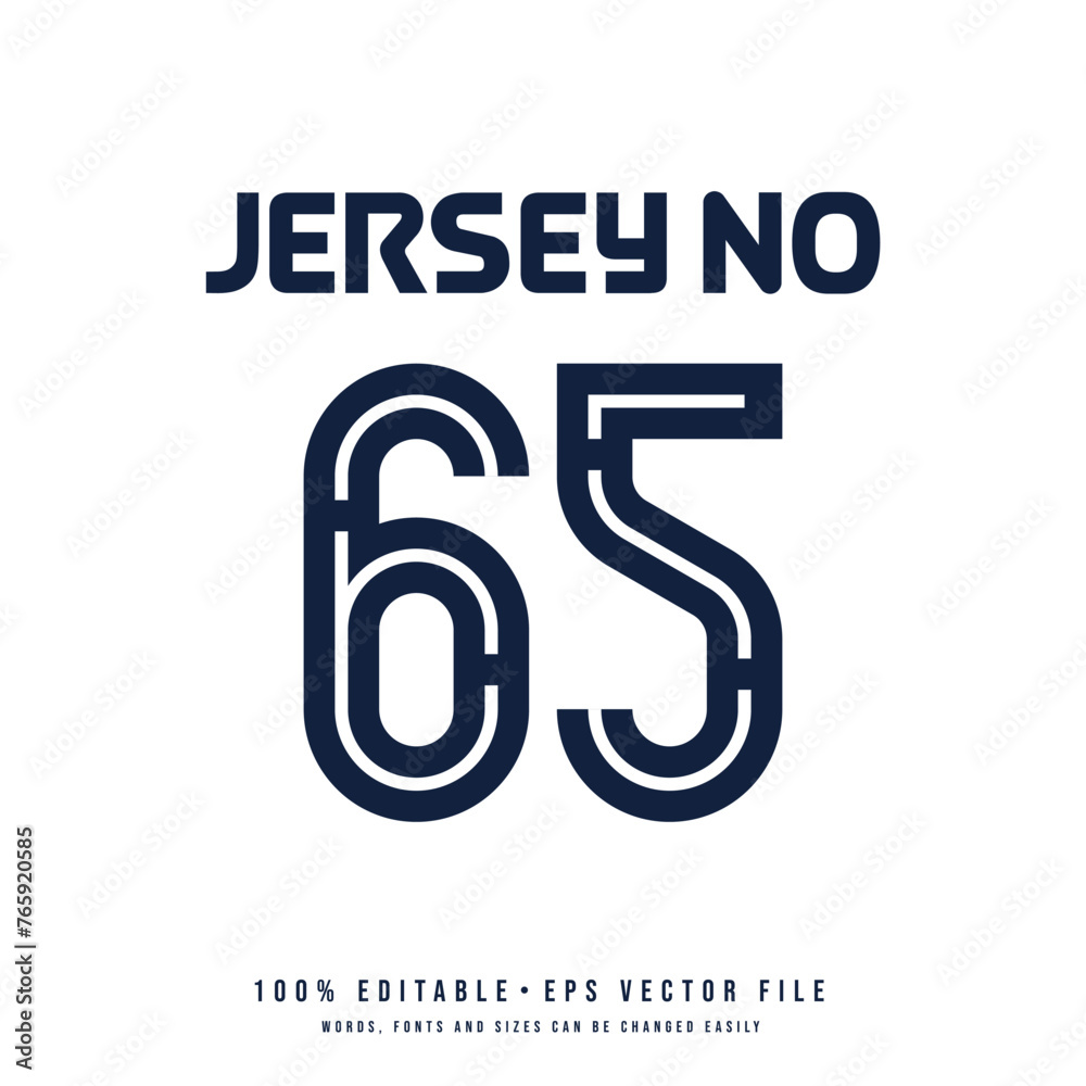 Jersey number, basketball team name, printable text effect, editable vector 65 jersey number	