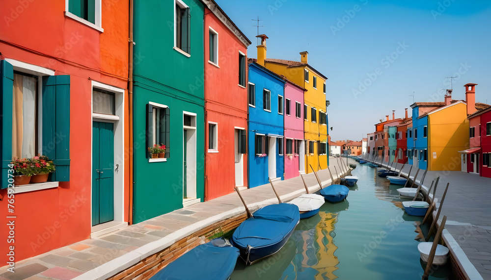 Fototapeta premium View of the colorful venetian houses at the islands of burano in venice