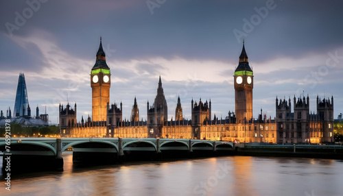 London city skyline with big ben and houses of parliament cityscape in uk