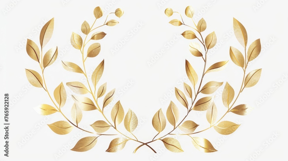 Elegant Golden Wreath Leaves Ornament, Winner Card