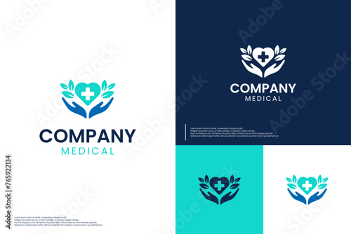 heart medical logo ,hospital , logo design template.