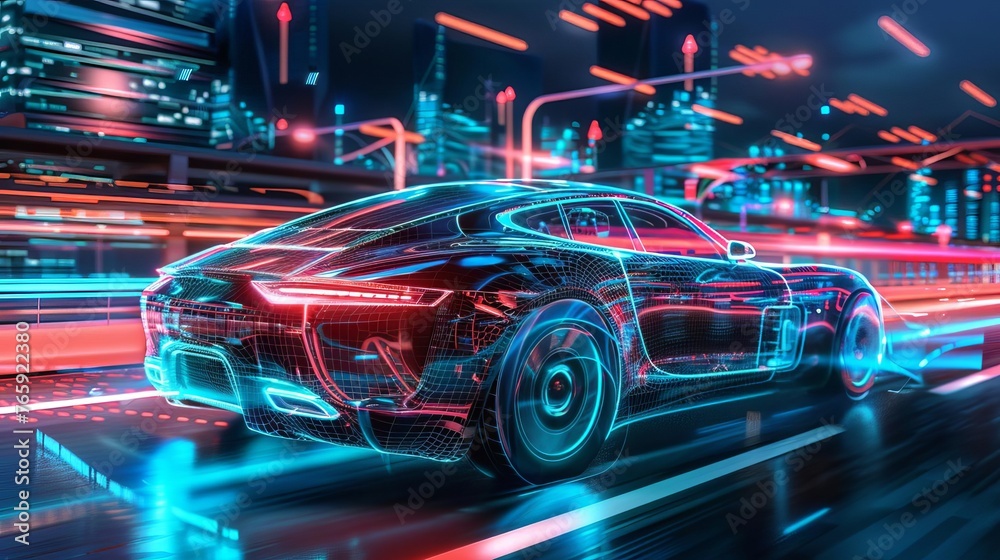 Futuristic evolution of transportation through AI-driven automotive systems, 3D illustration Futuristic evolution of transportation through AI-driven automotive systems, 3D illustration