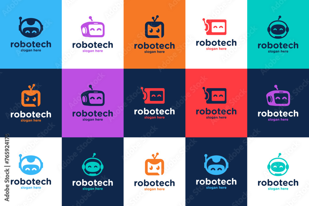 collection of smart technology , robotic, future tech , logo design template.