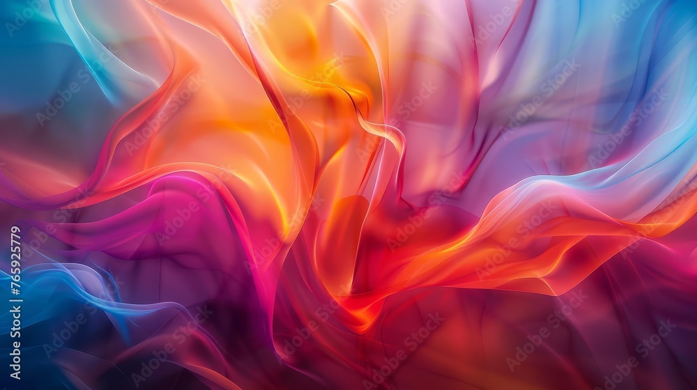 Dynamic abstract background with fluid shapes, vibrant colors, and motion blur, long exposure photography