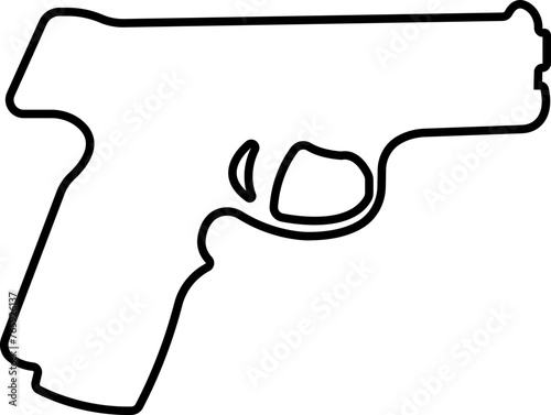 Pistol icon in line from army and war isolated on transparent background. symbol vector for apps and website. gun  rifle  revolver for Wild West concept  police officer ammunition or military weapon.