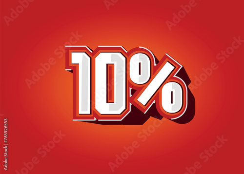 10%, percentage icon in vector, discount and promotion, red and orange.