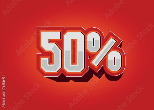 50%, percentage icon in vector, discount and promotion, red and orange.