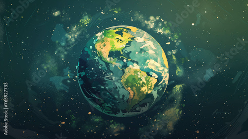 Eco-Paradise: An enchanting Earth illustration, perfect for sustainability banners.