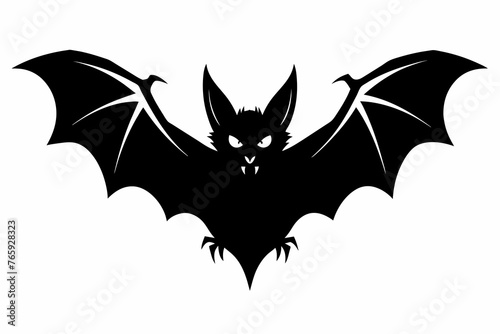 Wallpaper Mural black silhouette of bat on white background  Torontodigital.ca