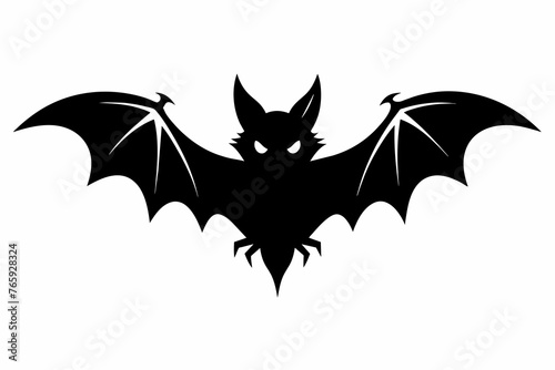 black silhouette of bat on white background 