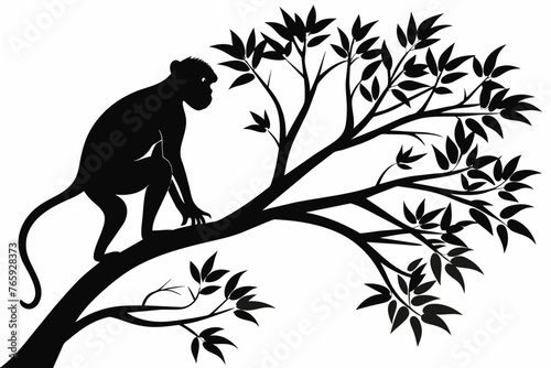 Monkey in the tree vector illustraion 