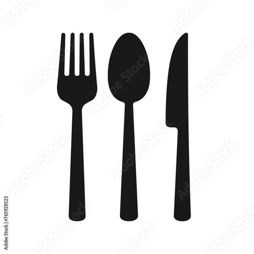 Cutlery silhouettes vector. Spoon, knife, and fork icons. Kitchen accessories vector elements