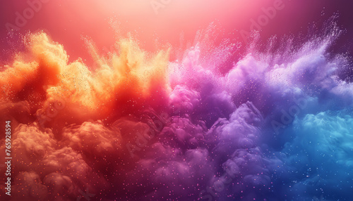 Abstract colorful powder splash background. Colorful powder explosion on solid color background,generative ai © Chanya2498