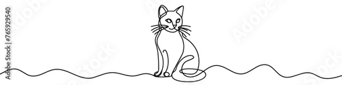 Fototapeta Naklejka Na Ścianę i Meble -  Continuous editable line drawing of cat. Cat icon in one line.