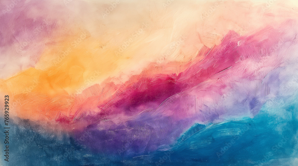 Fototapeta premium Abstract colorful background with vibrant pink yellow and blue colors, painted with watercolor technique. Generative AI