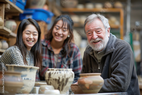 Multicultural Pottery Class Sharing Laughs and Skills