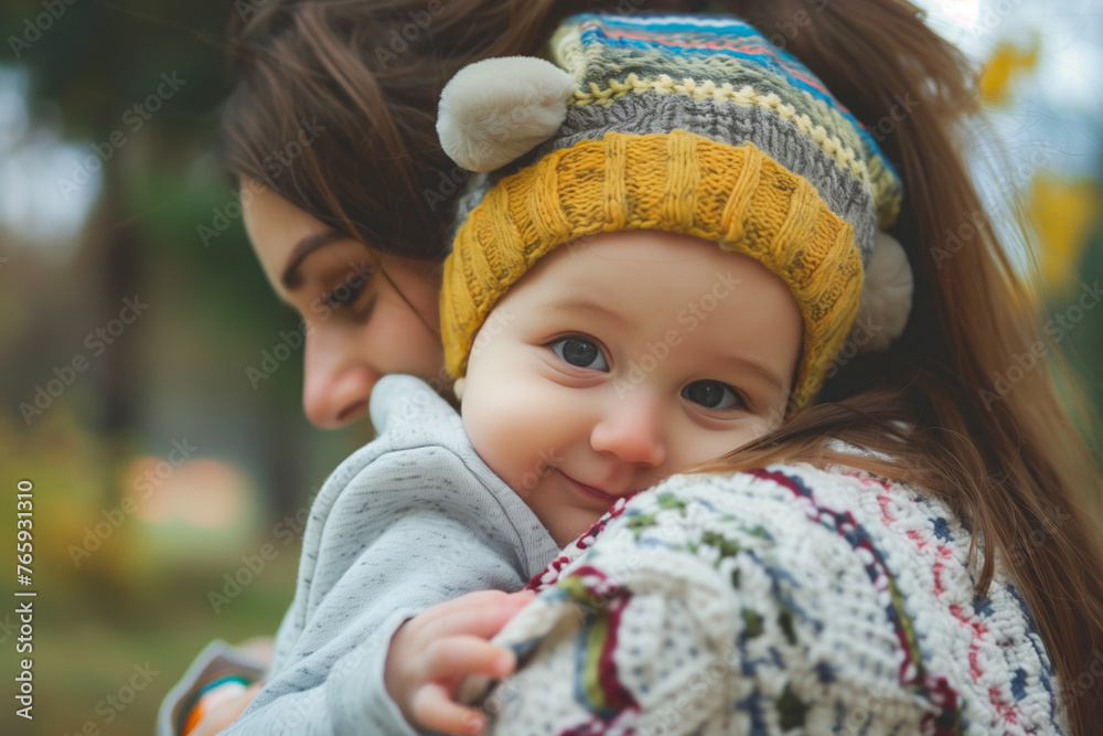 Warm embrace of mother and child Warm embrace of mother and child