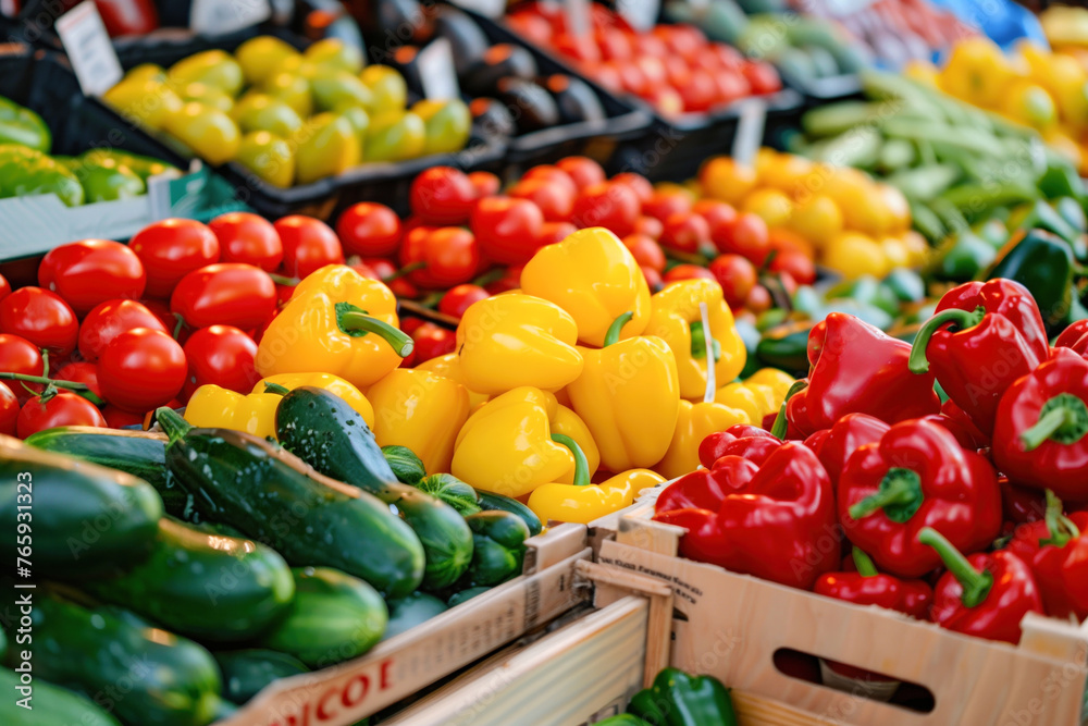 Colorful peppers at the market