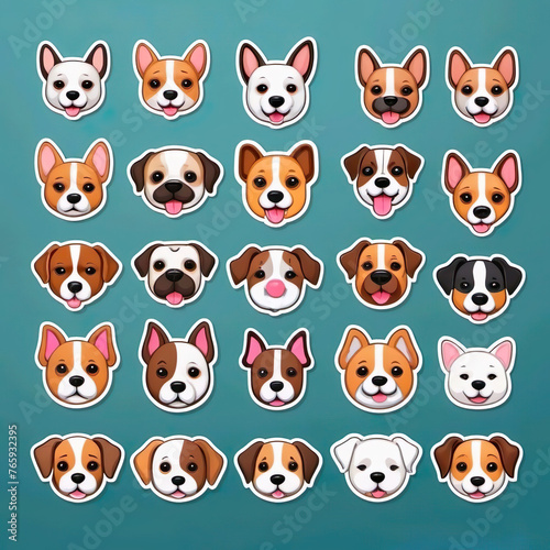 Diseño de pegatinas 3d perritos emoticonos