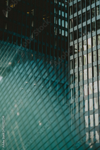 Abstract background with reflections of glass windows in the downtown financial district. (ID: 765932734)