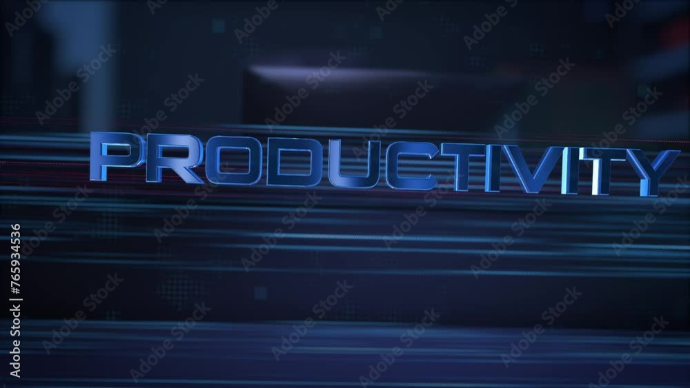 Productivity. Businessman using a computer in a dark room. 3d rendering. 4K. 60fps Productivity. Businessman using a computer in a dark room. 3d rendering. 4K. 60fps
