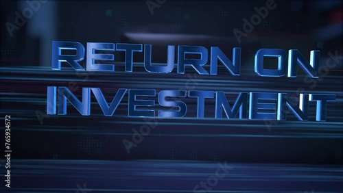 Return on Investment. Businessman using a computer in a dark room. 3d rendering. 4K. 60fps