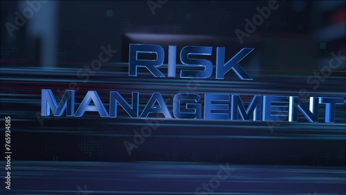 Risk management. Businessman using a computer in a dark room. 3d rendering. 4K. 60fps