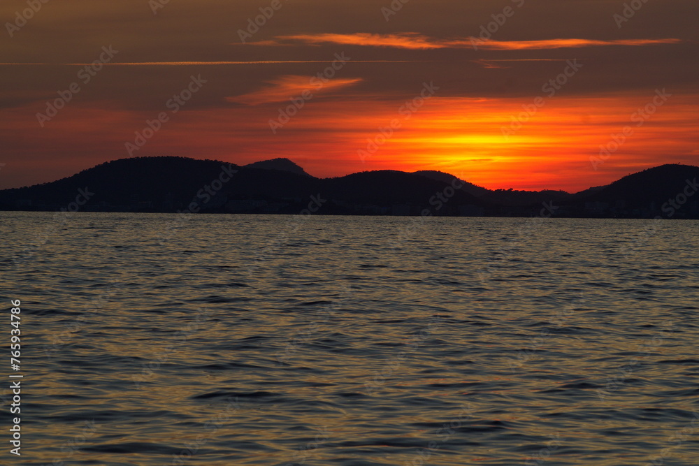 Beautiful sunset in Spanish Mediteranean Sea