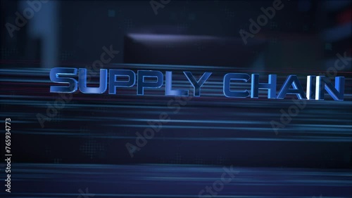 Supply Chain. Businessman using a computer in a dark room. 3d rendering. 4K. 60fps