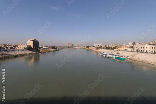 baghdad city in the iraq with degla river