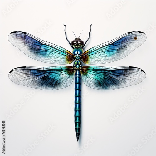 a dragonfly with blue wings