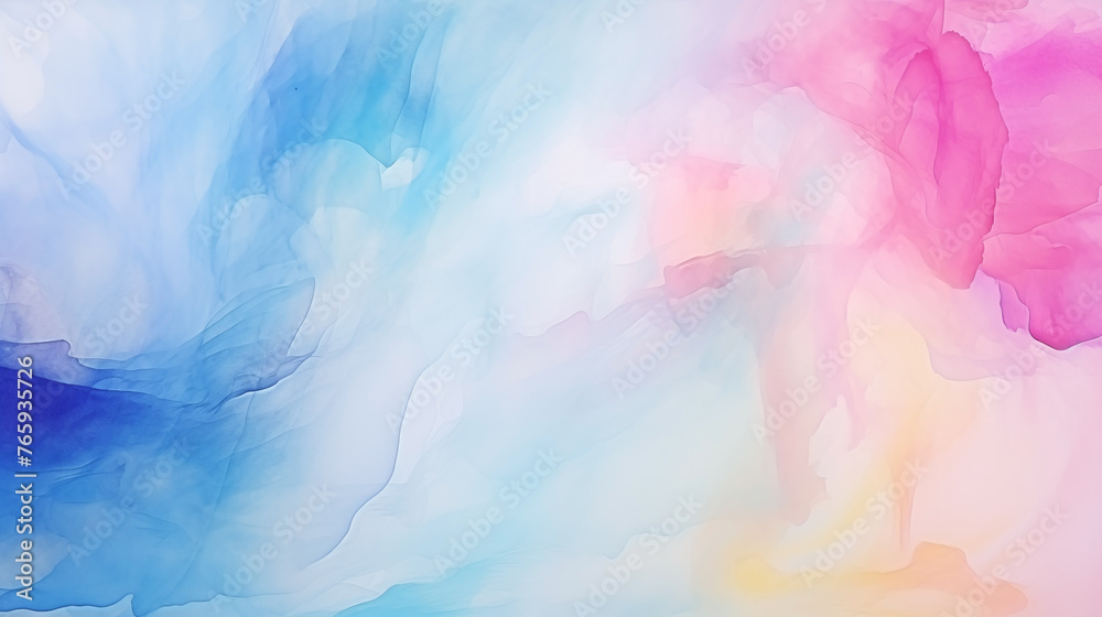 Serene watercolor background with soft blue and pink pastel clouds