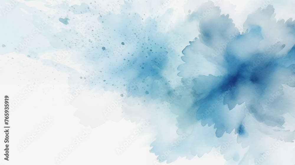 Watercolor background with blue floral bursts and dotted textures