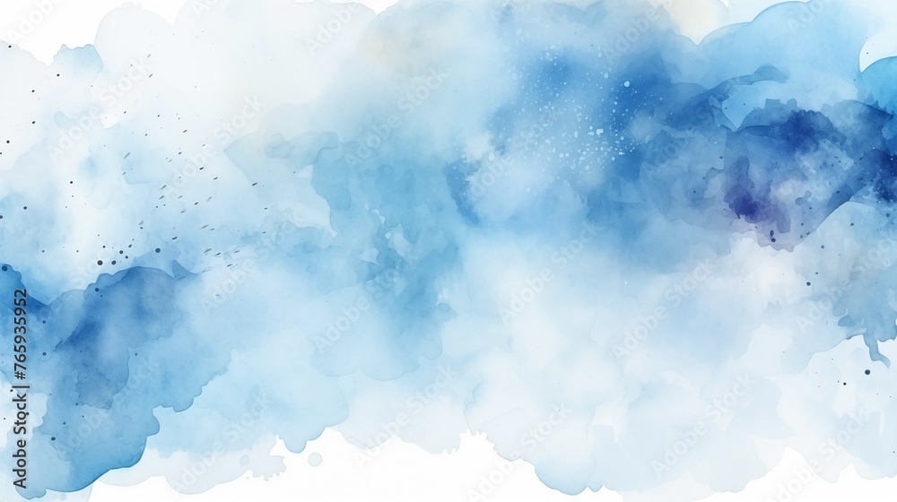 Watercolor background with cloud-inspired blue splatter and mist effect Watercolor background with cloud-inspired blue splatter and mist effect