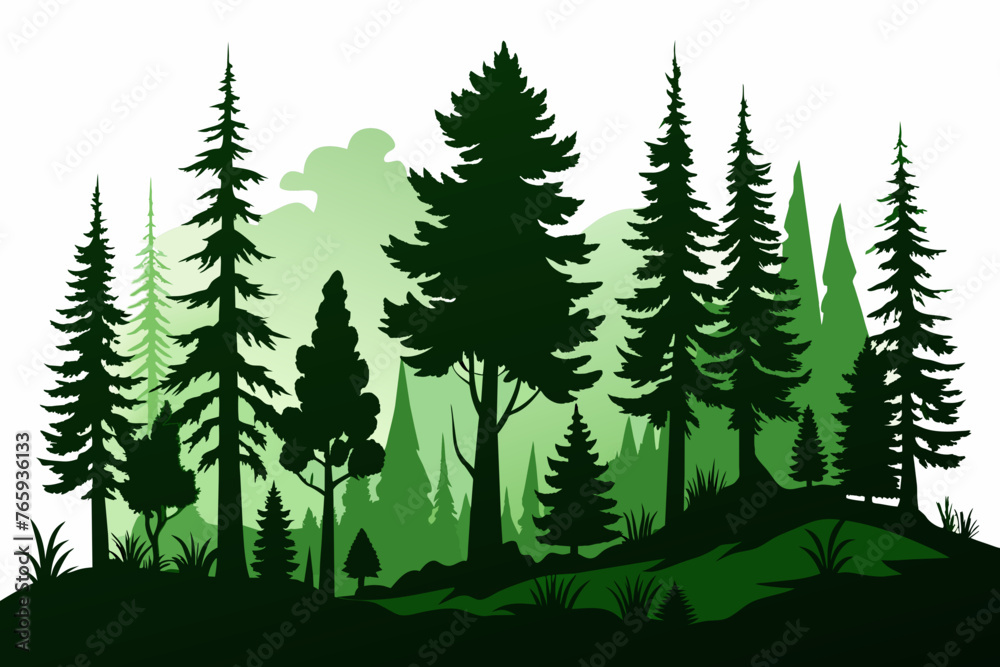 Obraz premium Forest vector silhouette