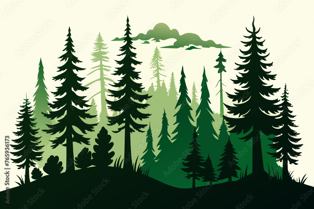 Forest vector silhouette 