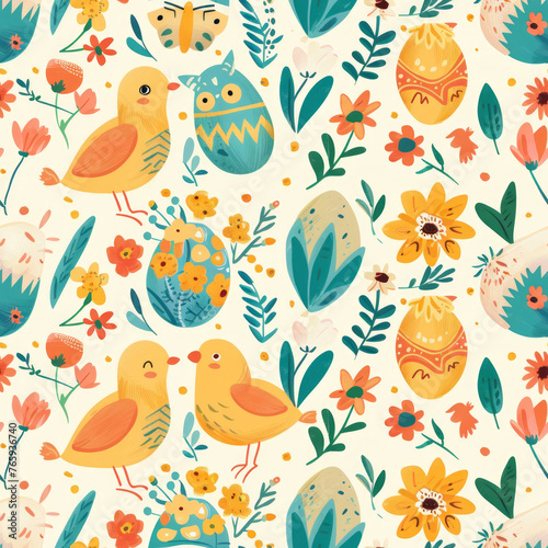 Easter concept seamless pattern