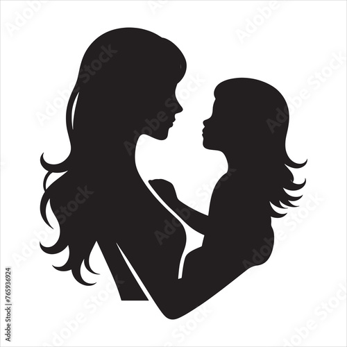 Silhouette Vector design of a mom and child 
