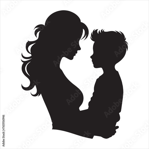 Silhouette Vector design of a mom and child 